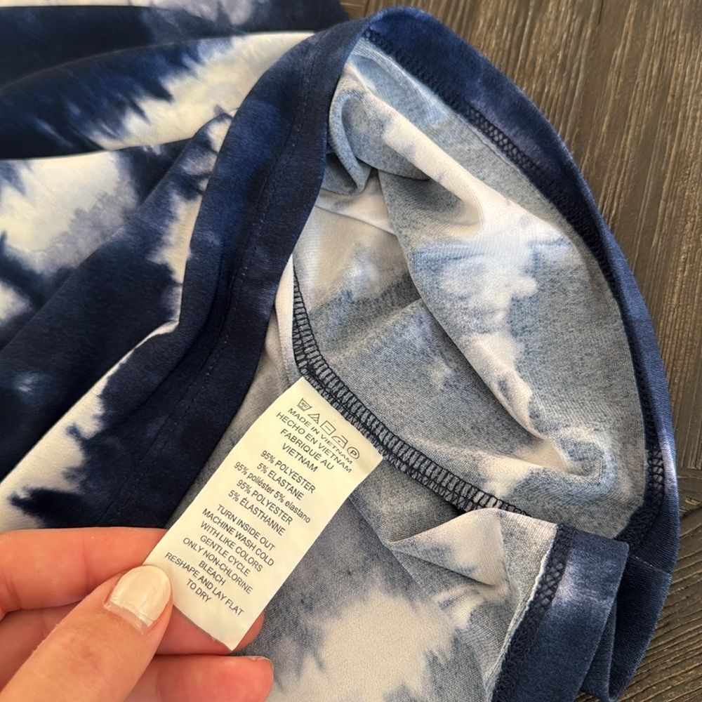 Michael Kors Tie Dye Dress XS | Blue White Knee Length Stretch Summer - Picture 5 of 6